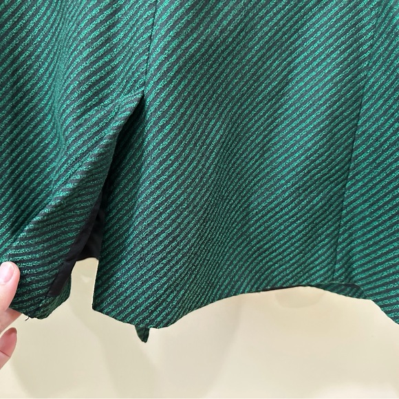 RACHEL ZOE Jacket Blazer Green Black Striped Double Breasted Women M Retro - Picture 5 of 8